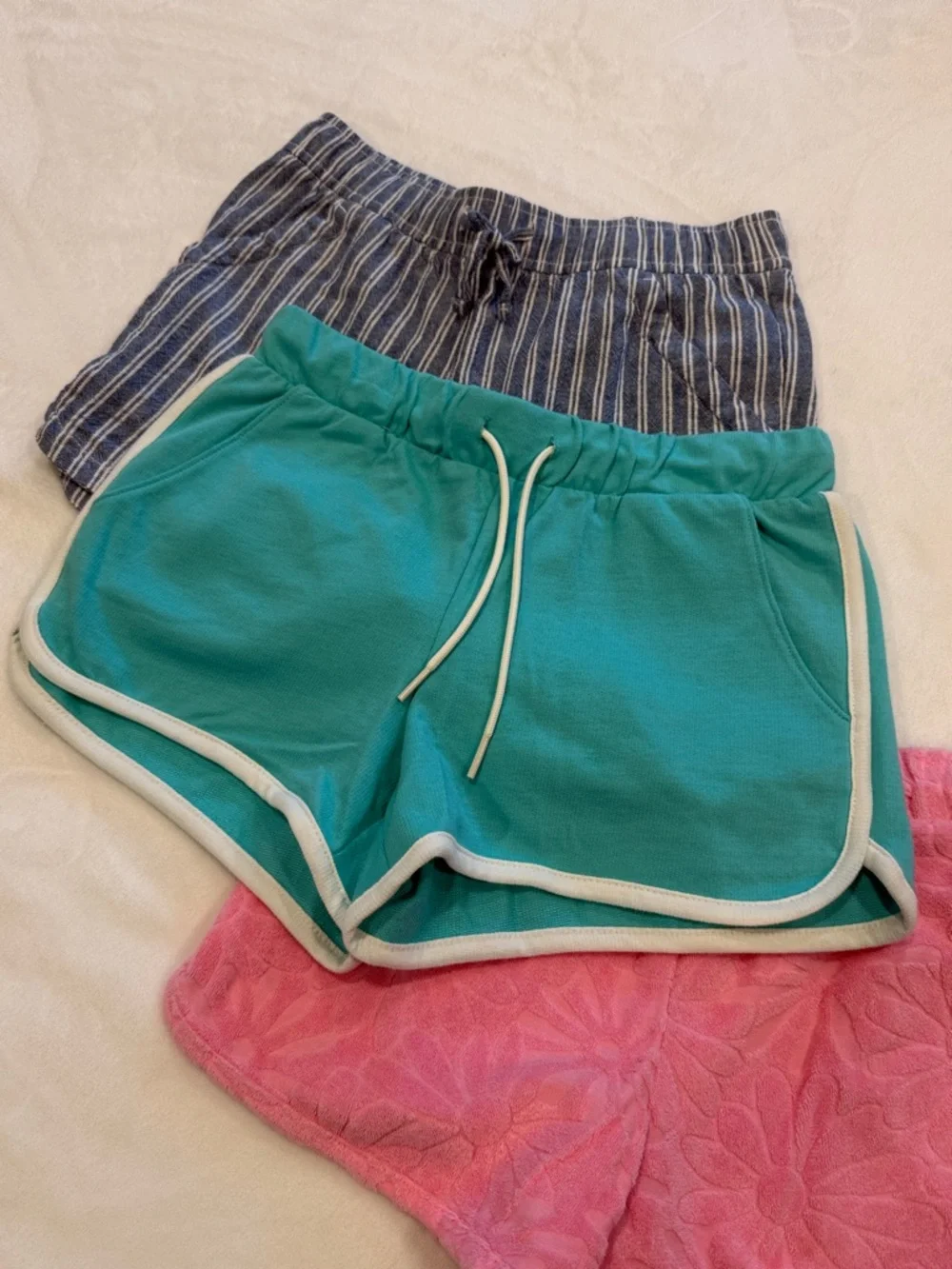 Old Navy Girls' Shorts Set - Pink, Teal, Denim Stripe Large 10-12